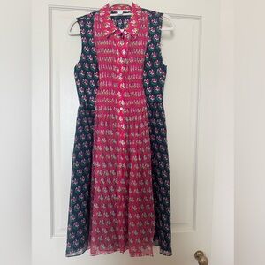 DVF Silk Pink & Navy Shirtdress